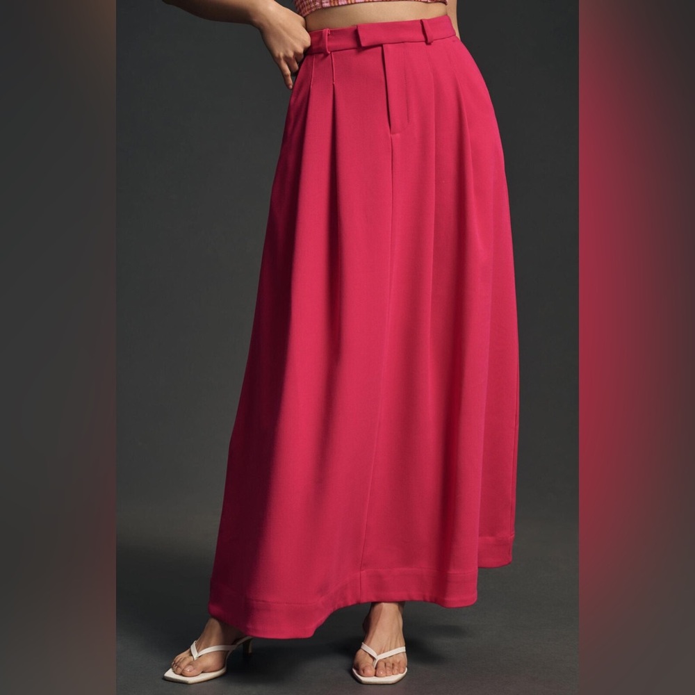 Anthropologie Maeve by Avery Pleated Full Length Maxi Dress Skirt Pink Size 2 - Picture 4 of 4
